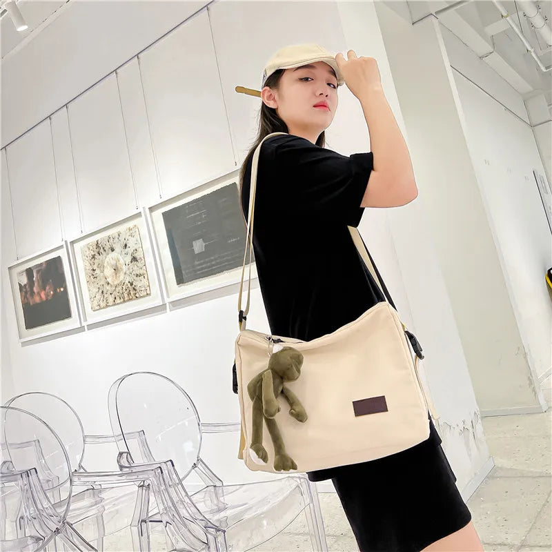 Solid Women's Shoulder Bags High Canvas Ladies Crossbody Bag Casual