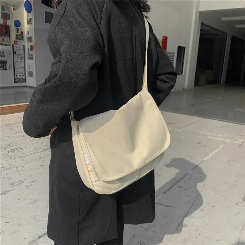 Solid Canvas Women's Shoulder Bag High Crossbody