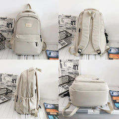 Solid Female Multi-pocket Casual Women's Backpack