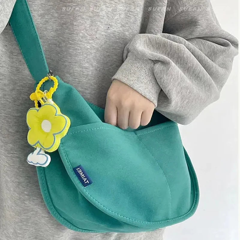 Solid Female Student Summer Shopping Messenger Shoulder Versatile Campus Schoolb