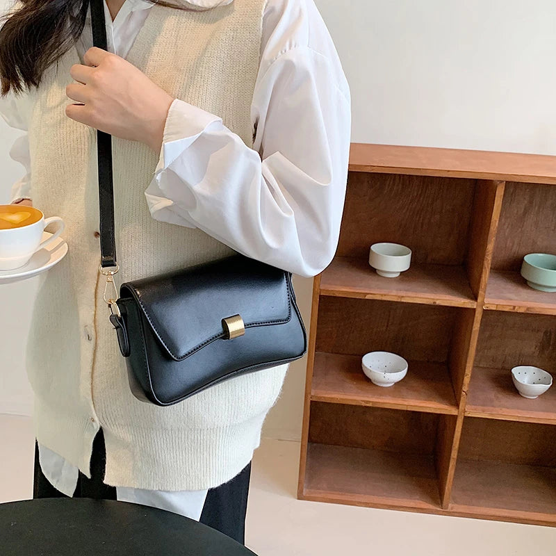 Solid Flap Bags Square Crossbody Bags PU Leather Women's Handbag