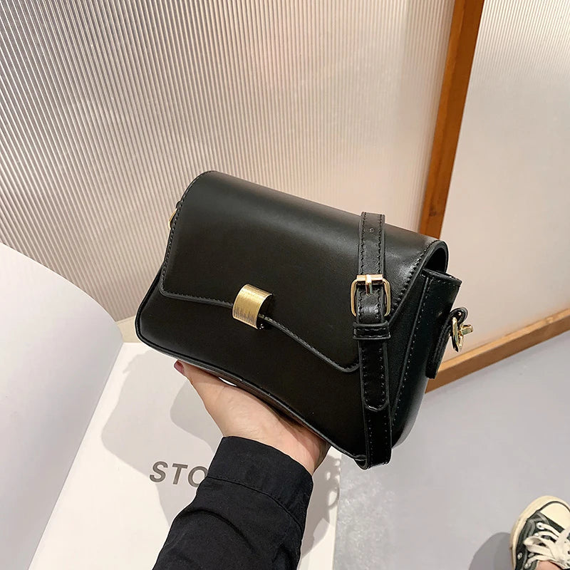 Solid Flap Bags Square Crossbody Bags PU Leather Women's Handbag
