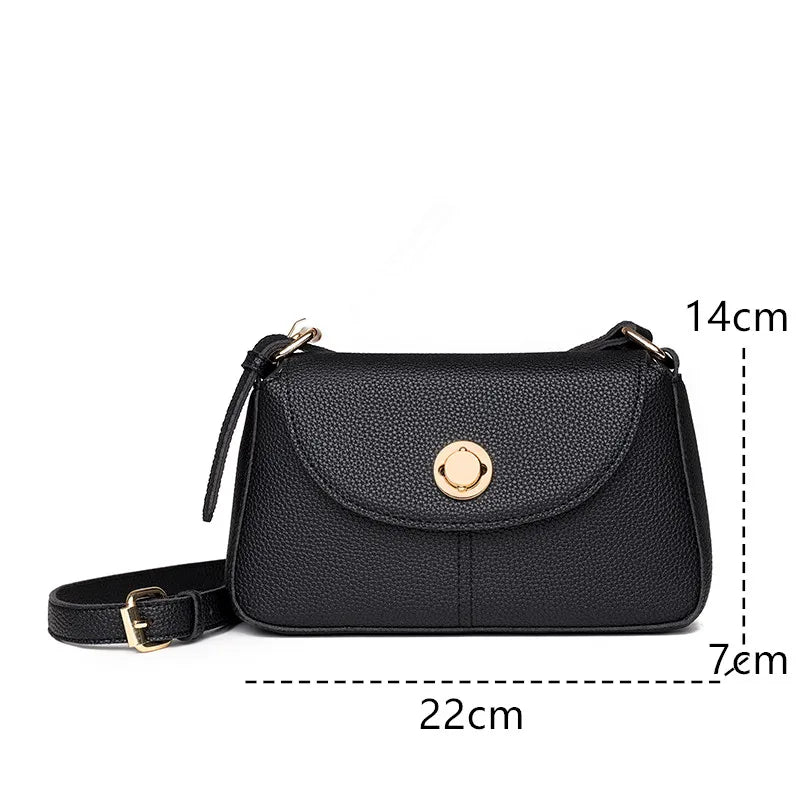 Solid Leather Women Shoulder Bag Handbag Ladies Crossbody Tote Sac
