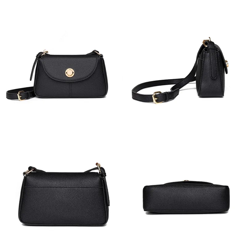 Solid Leather Women Shoulder Bag Handbag Ladies Crossbody Tote Sac