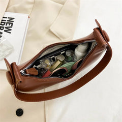 Women's Solid Leather Shoulder Bag Underarm Handbag Travel Tote