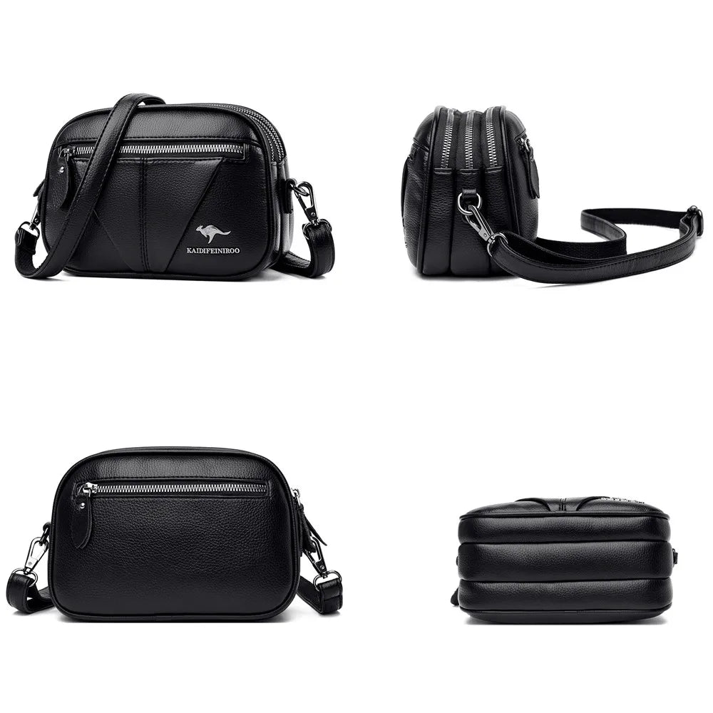 Solid Leather Crossbody Bag Women Shoulder Bag High Travel Bolsa