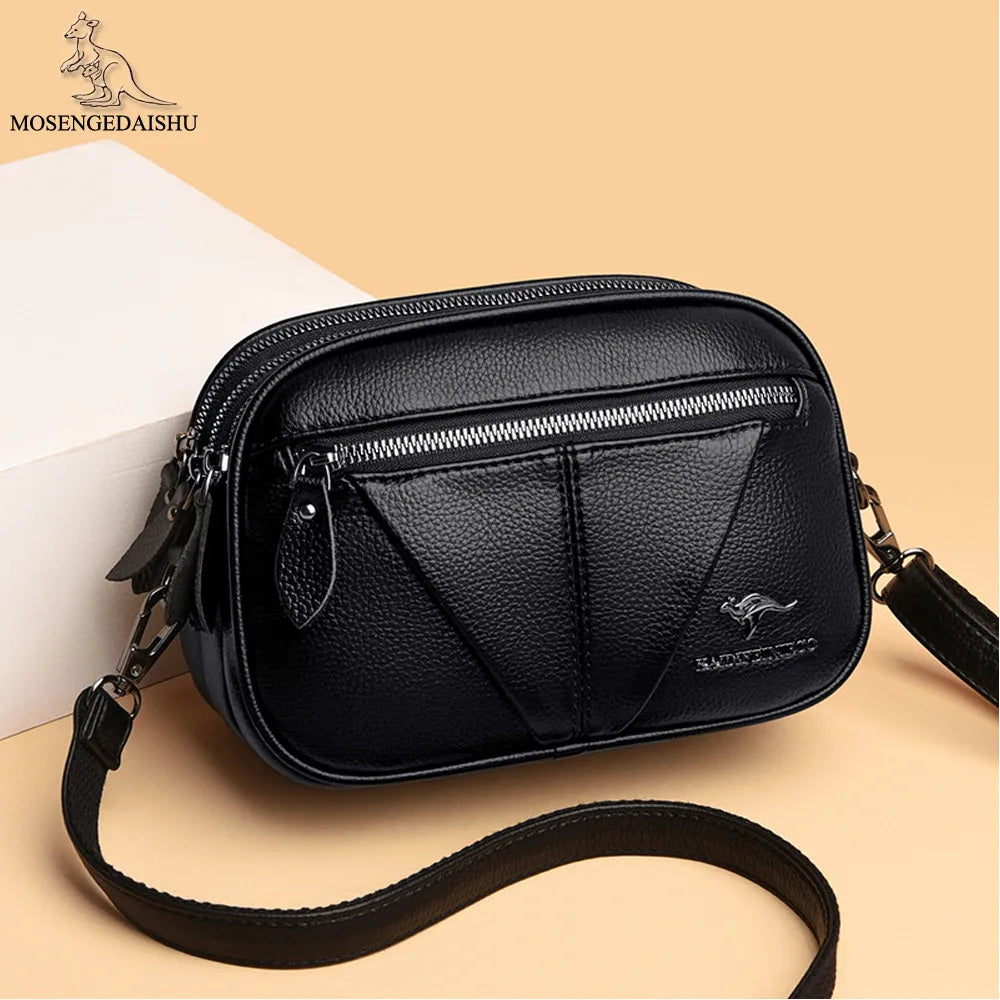 Solid Leather Crossbody Bag Women Shoulder Bag High Travel Bolsa