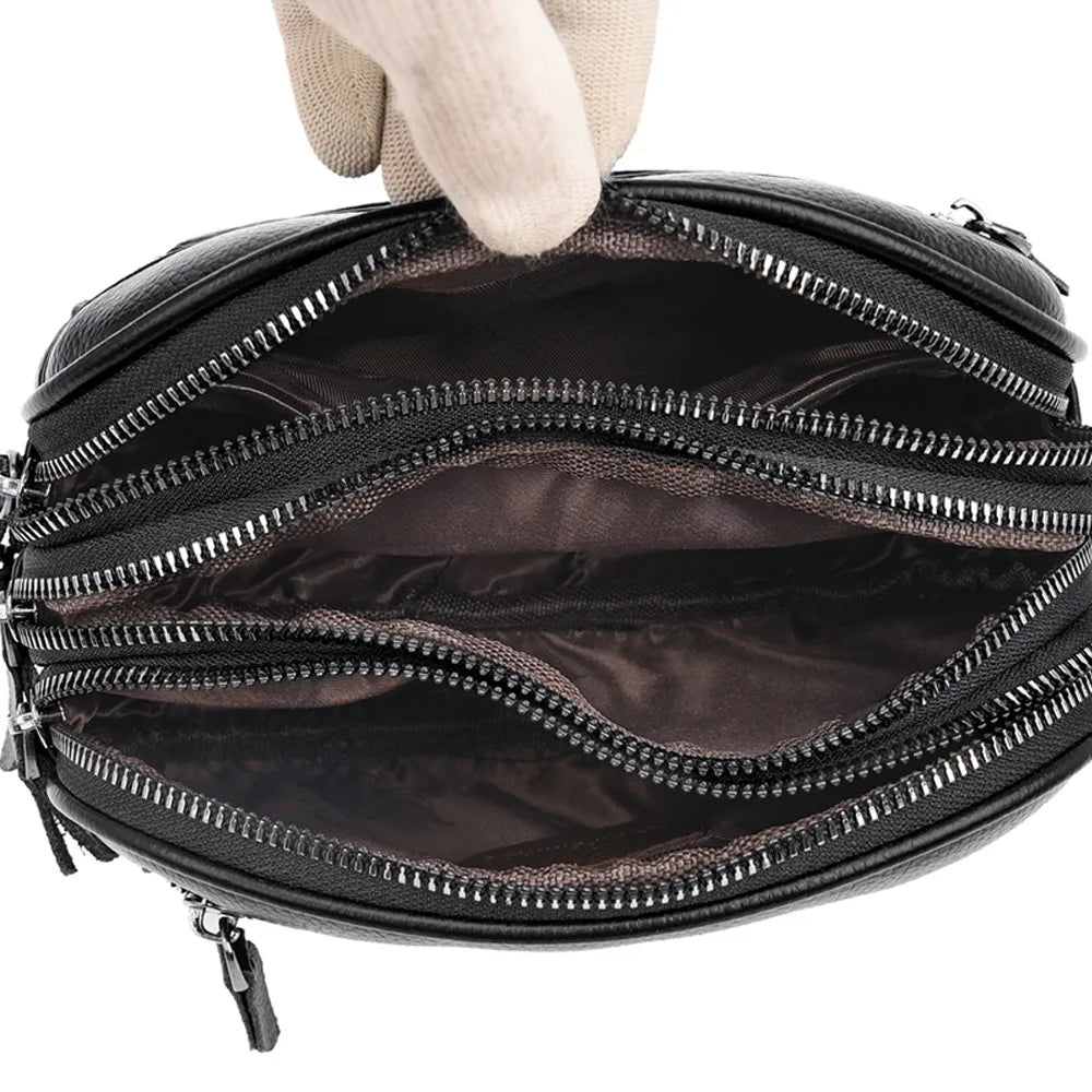 Solid Leather Crossbody Bag Women Shoulder Bag High Travel Bolsa