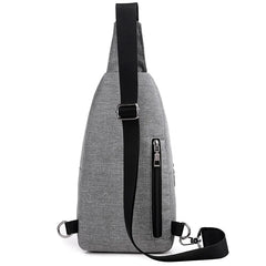 Solid Men Casual Usb Chest Pack Shoulder Bag Travel Male Messenger Bag
