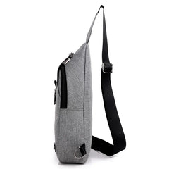 Solid Men Casual Usb Chest Pack Shoulder Bag Travel Male Messenger Bag