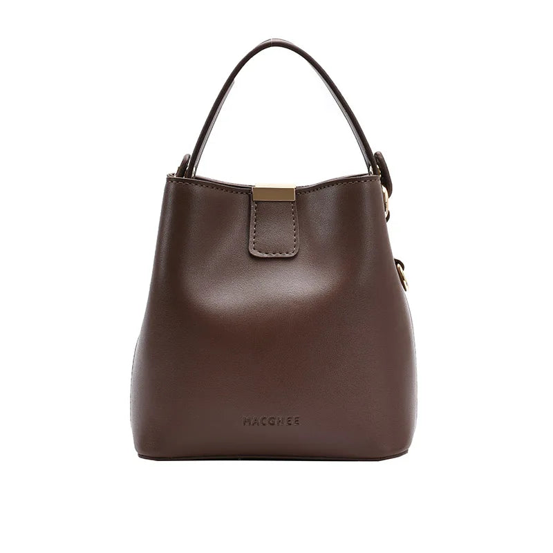 PU Leather Bucket Crossbody Bag for Women - Shoulder Messenger Purse