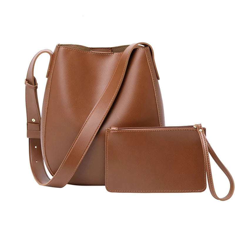 PU Leather Shoulder Bag for Women Bucket Crossbody Bags