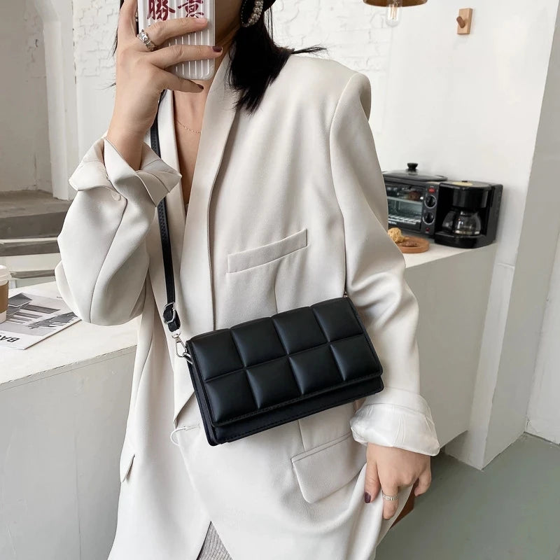 Square Crossbody Bag for Women Small Flap Handbag PU Leather Shoulder Bag