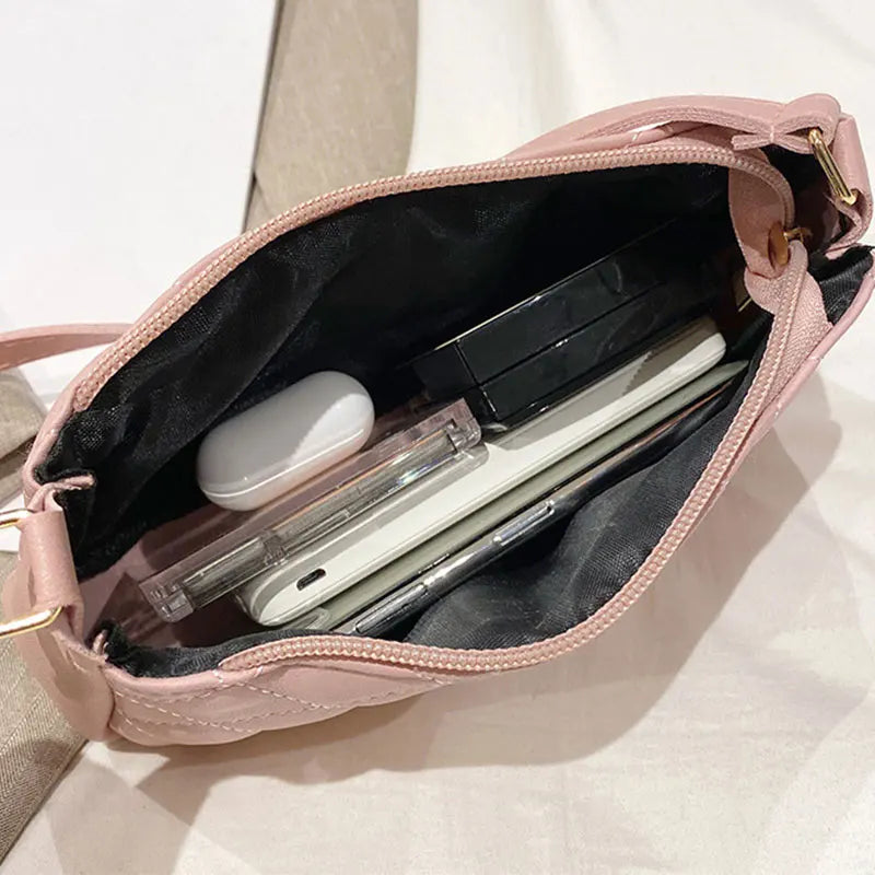 Plaid Square Shoulder Bag for Women Zipper Handbag