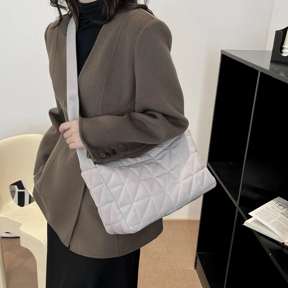 Solid Rhombus Pattern Messenger Bags Women Youth Quilted Handbag