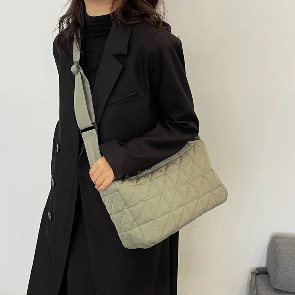 Solid Rhombus Pattern Messenger Bags Women Youth Quilted Handbag