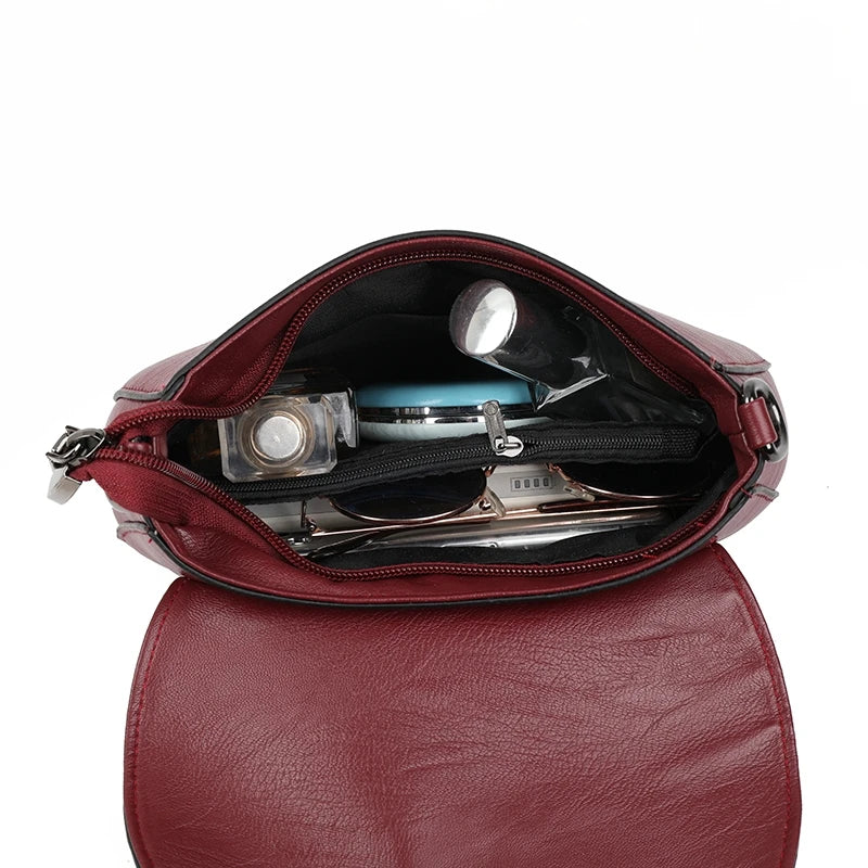 Vintage Soft PU Leather Flap Shoulder Crossbody Bag Purses Handbags