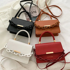 Soft Leather Small Square Bag Chain Handbags For Women