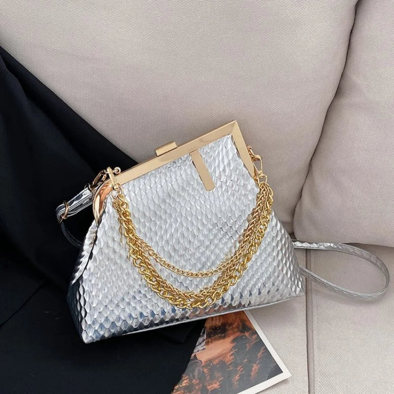 Solid Weave Crossbody Bag Small Clutch Female Party Handbag Lady Shoulder Bag