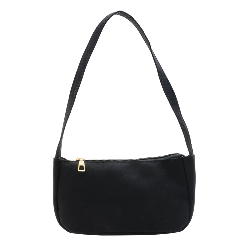 Solid Nylon Underarm Tote Purse Clutches Shoulder Bag