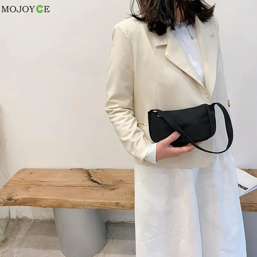 Solid Nylon Underarm Tote Purse Clutches Shoulder Bag