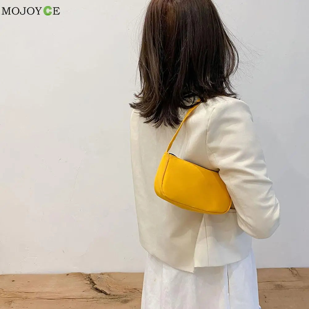 Solid Nylon Underarm Tote Purse Clutches Shoulder Bag