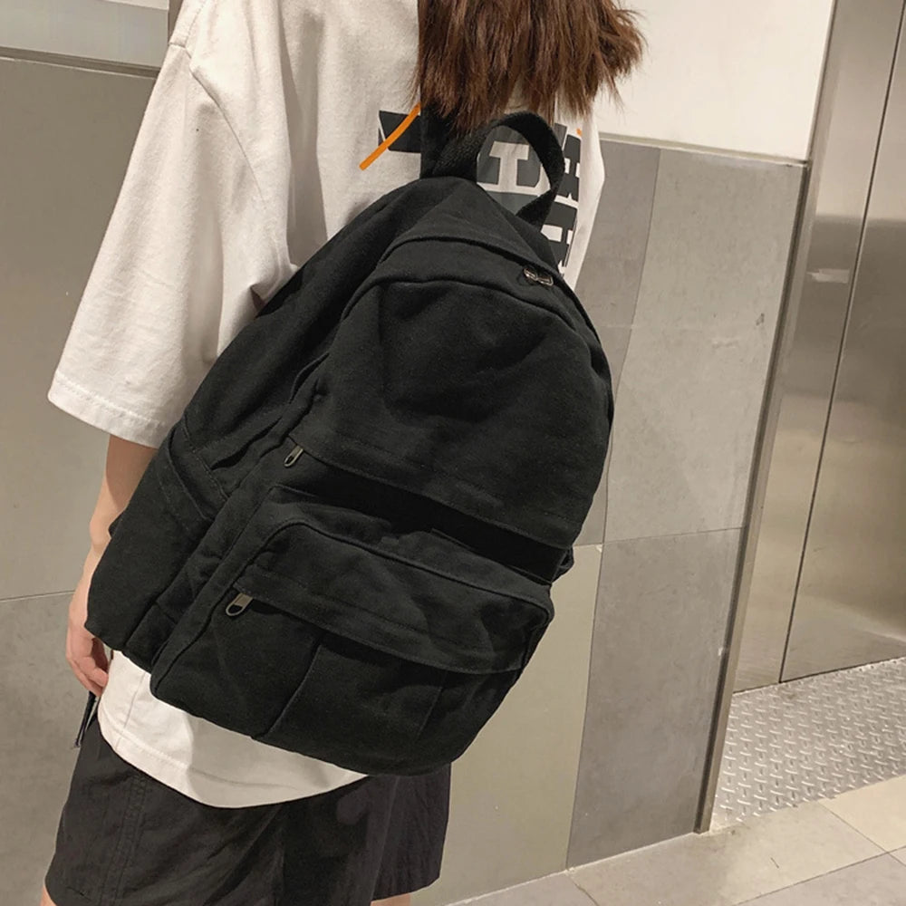 Vintage Casual Backpack Women College Students School Bag Large Capacity Laptop