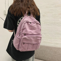 Vintage Casual Backpack Women College Students School Bag Large Capacity Laptop
