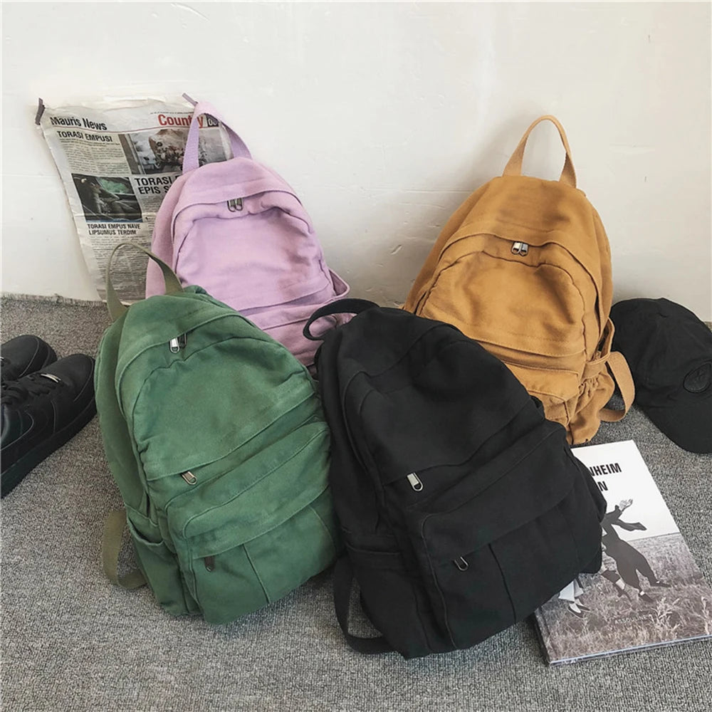 Vintage Casual Backpack Women College Students School Bag Large Capacity Laptop