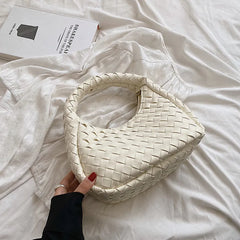 Solid Weave PU Leather Shoulder Tote Bags For Women Women's Small Zipper Handbag