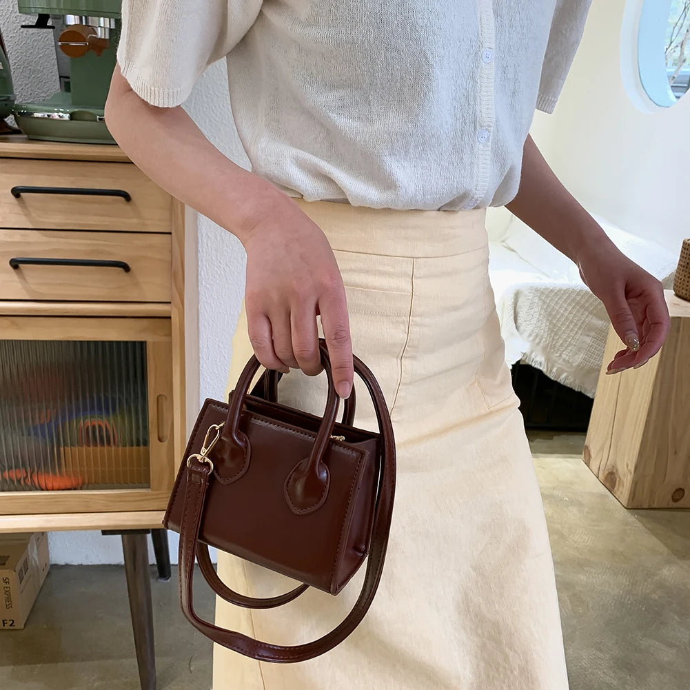 Solid Women Shoulder Handbag Small Totes Crossbody Bags PU Leather
