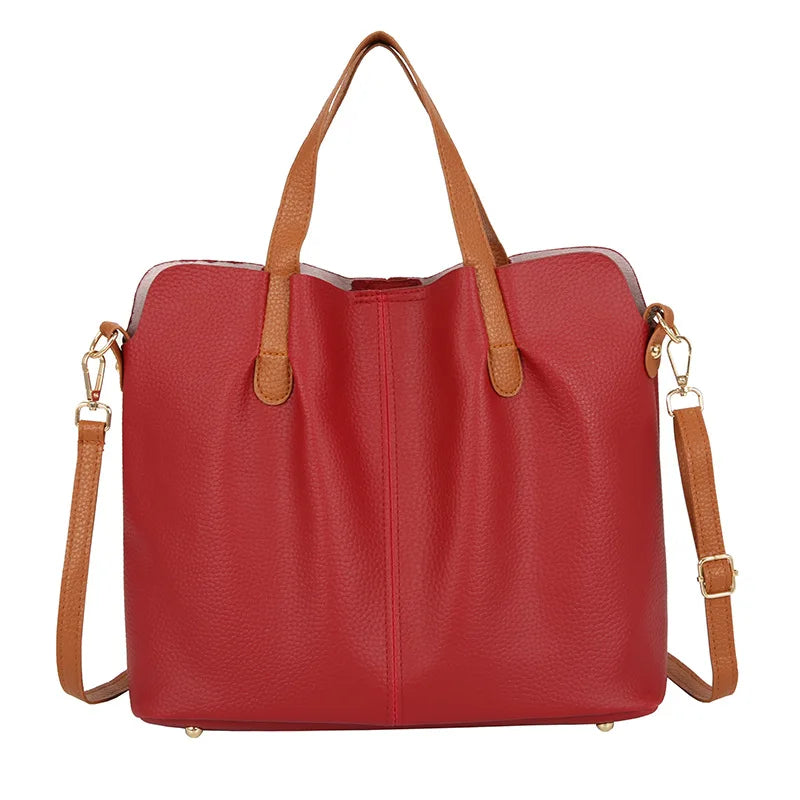 Women's PU Leather Large Capacity Handbag Shoulder Bag