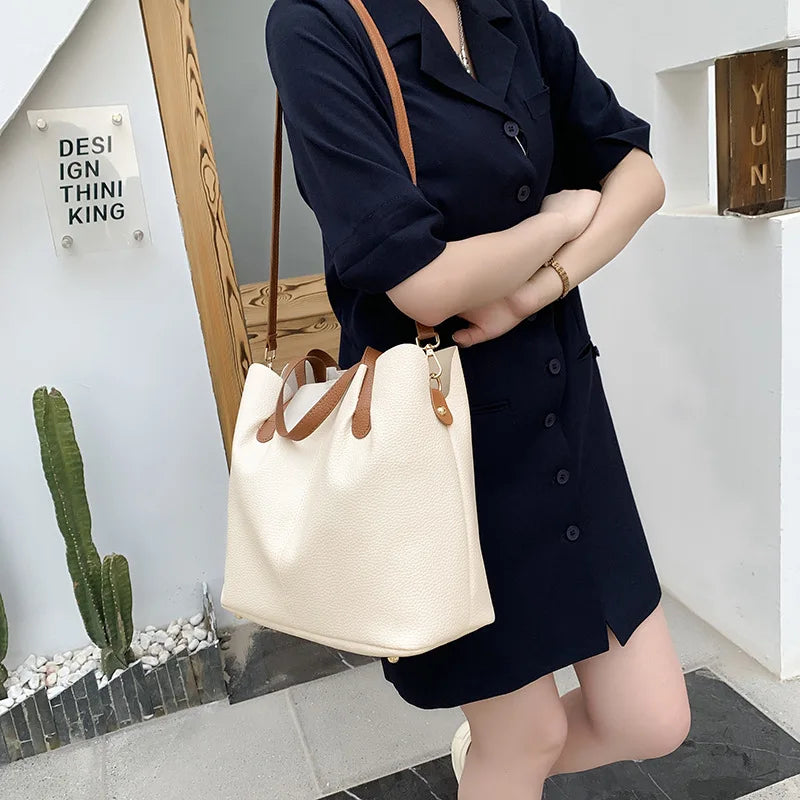 Women's PU Leather Large Capacity Handbag Shoulder Bag