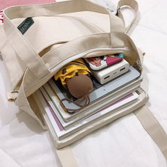 Large Capacity Girl Canvas Shoulder Female Bags Women's School Messenger Bags