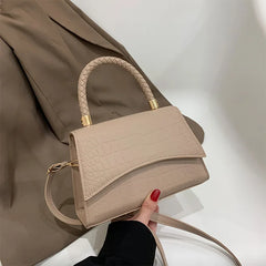 Solid PU Leather Shoulder Bag Top Handle Bags for Women