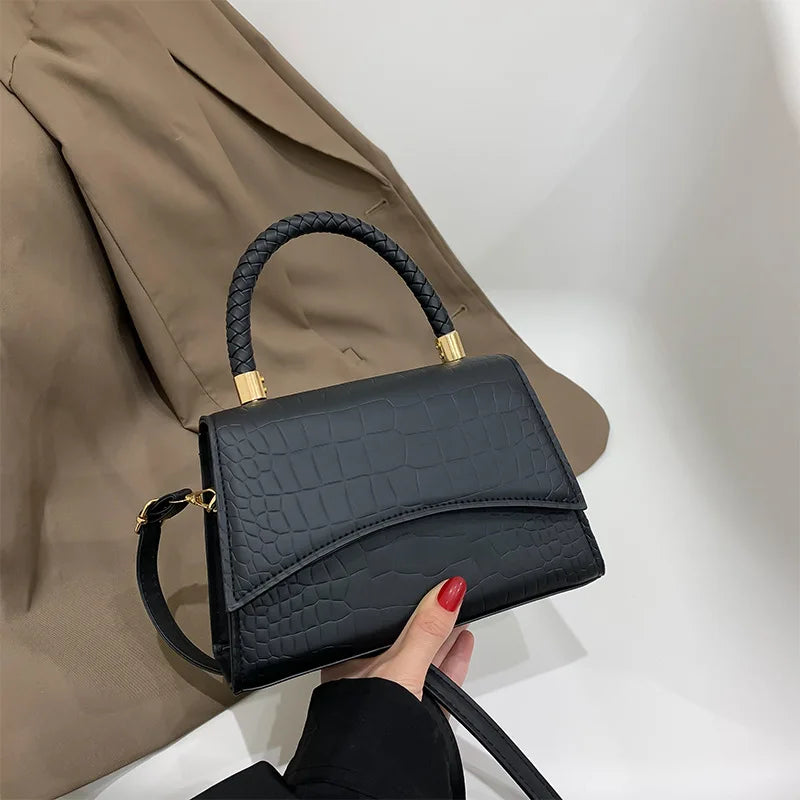 Solid PU Leather Shoulder Bag Top Handle Bags for Women
