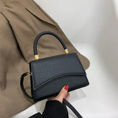 Solid PU Leather Shoulder Bag Top Handle Bags for Women
