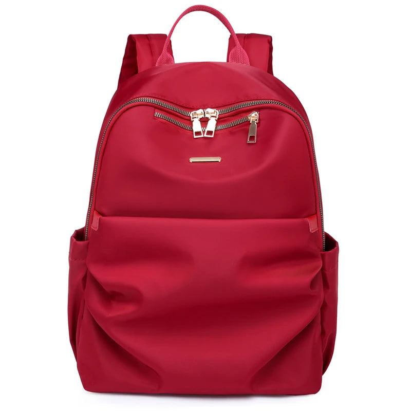 Red Women Backpack Travel Waterproof Shoulder Bags Large Capacity Rucksack