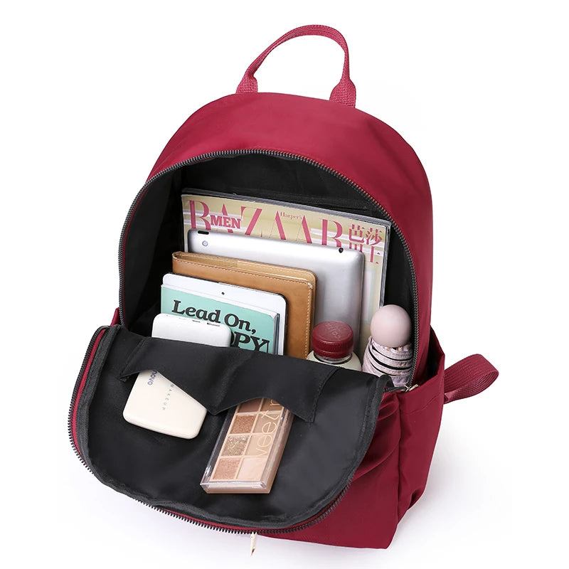 Red Women Backpack Travel Waterproof Shoulder Bags Large Capacity Rucksack