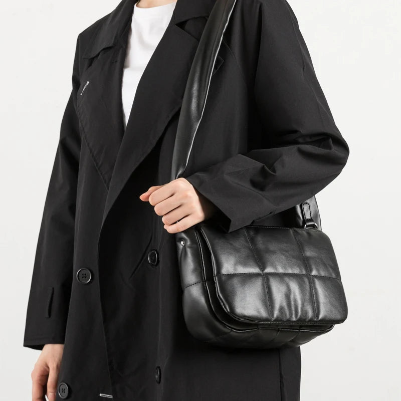 Winter Shoulder Crossbody Bag for Women Flap Tote Padded Handbag