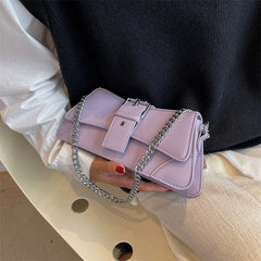 Solid Women Chain Shoulder Side Bag Small PU Leather Handbag And Wallet