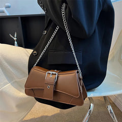Solid Women Chain Shoulder Side Bag Small PU Leather Handbag And Wallet