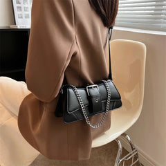 Solid Women Chain Shoulder Side Bag Small PU Leather Handbag And Wallet