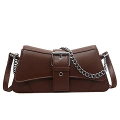 Solid Women Chain Shoulder Side Bag Small PU Leather Handbag And Wallet
