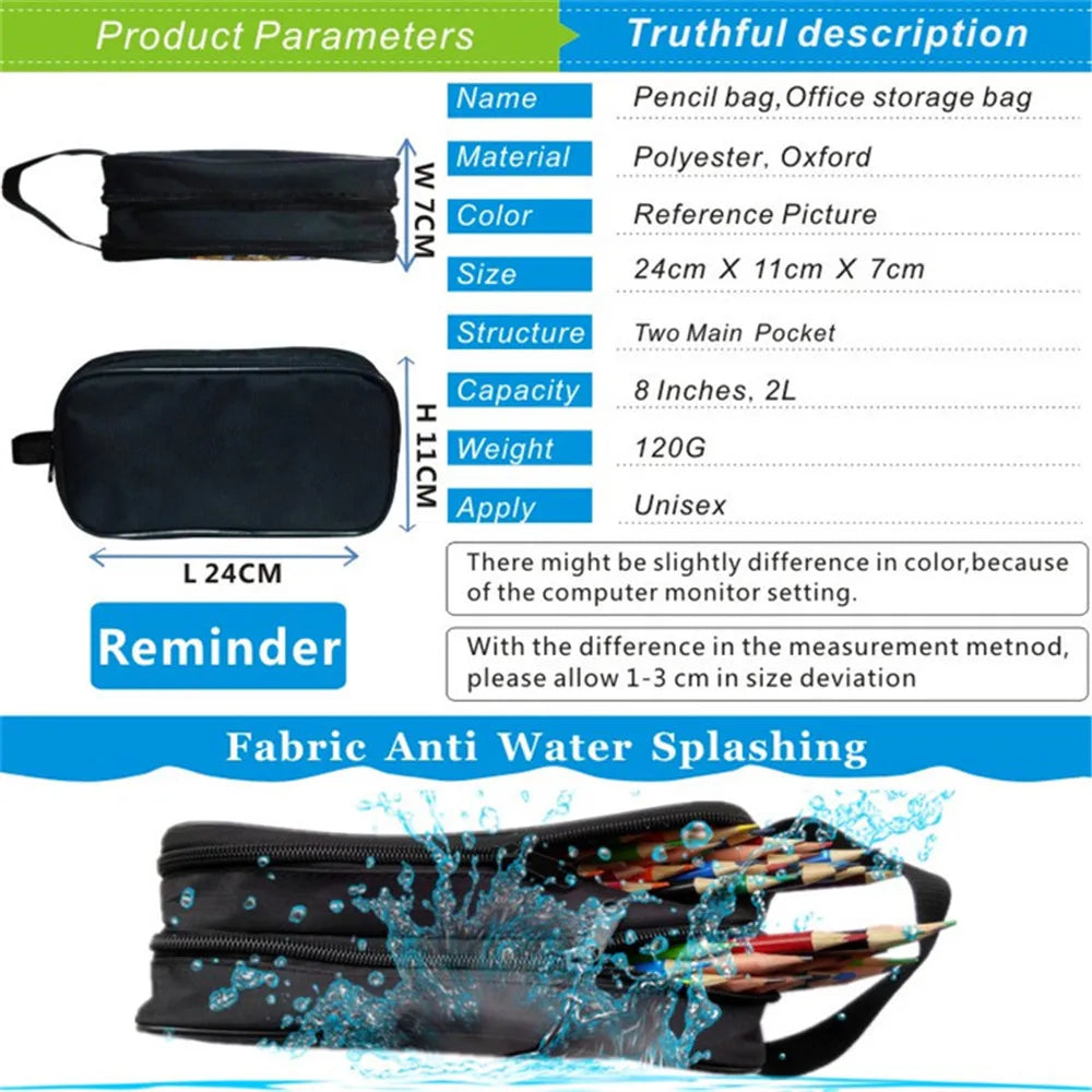 Son Goku Double Zipper Pencil Case Wallet Pen Bag Anime Stationery Bag