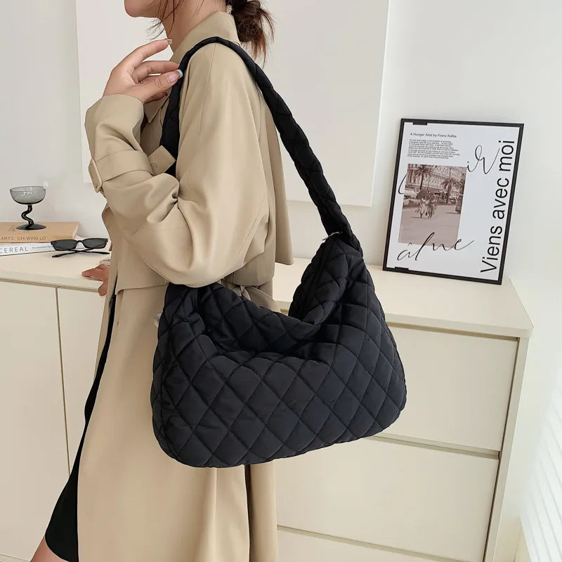 Large Capacity Cloud Bag Lingge Embroidery Down Dumpling Crossbody Bag