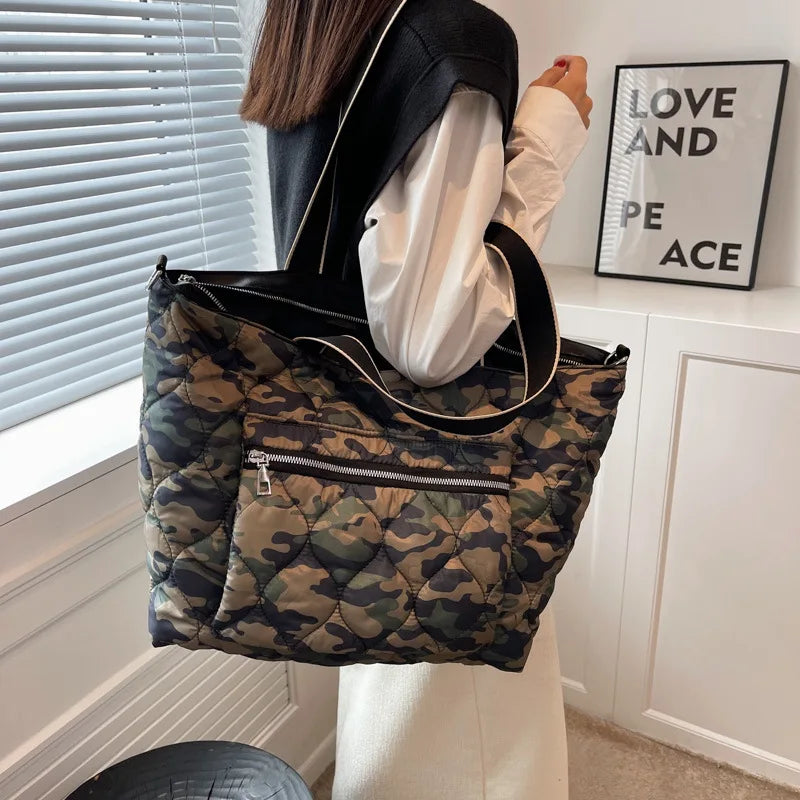 Quilted Space Cotton Shoulder Bag for Women