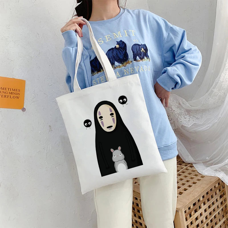 Spirited Away Anime Canvas Bag Harajuku Goth Punk Shopper Large Capacity