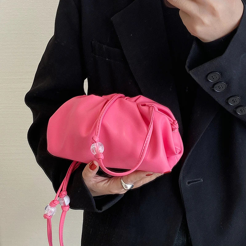 Soft Pu Leather Crossbody Bag for Women Pleated Cloud Bag