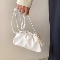 Soft Pu Leather Crossbody Bag for Women Pleated Cloud Bag